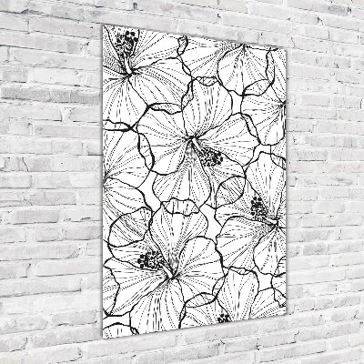 Glass wall art Hibiscus