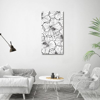 Glass wall art Hibiscus