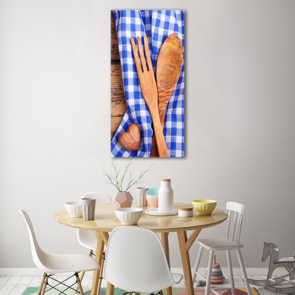 Wall art on glass Wooden cutlery