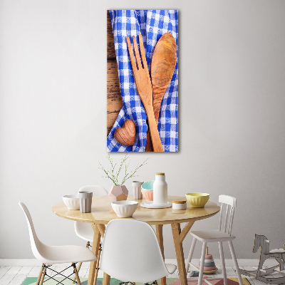 Wall art on glass Wooden cutlery