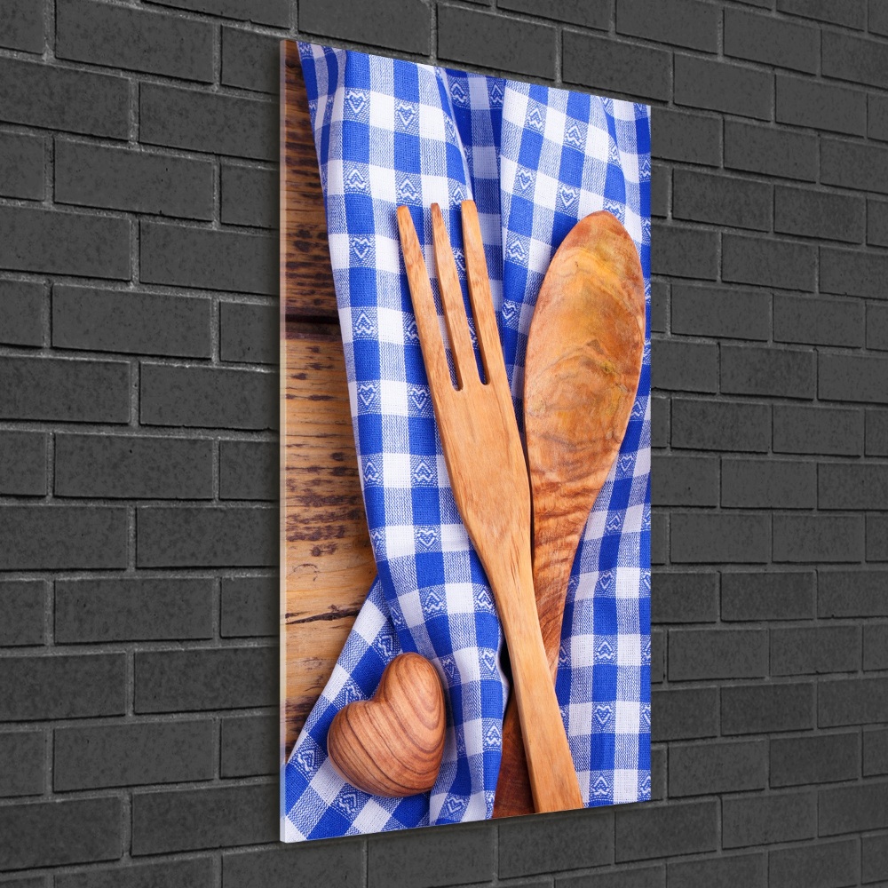 Wall art on glass Wooden cutlery