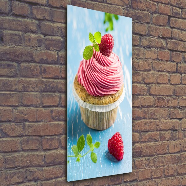 Printed glass wall art Raspberry cupcake