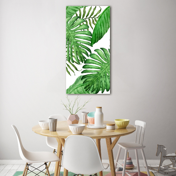 Glass wall art Tropical leaves