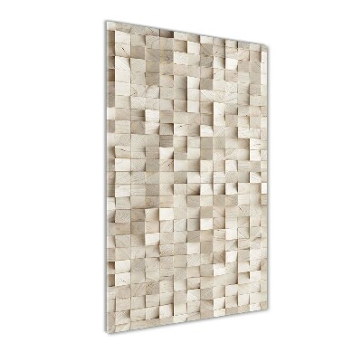 Glass wall art Wooden cubes