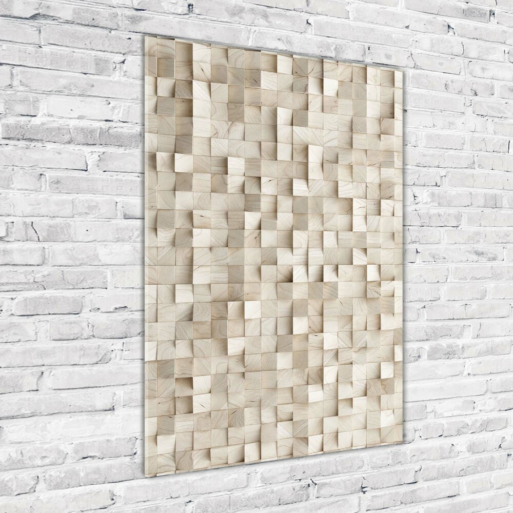 Glass wall art Wooden cubes