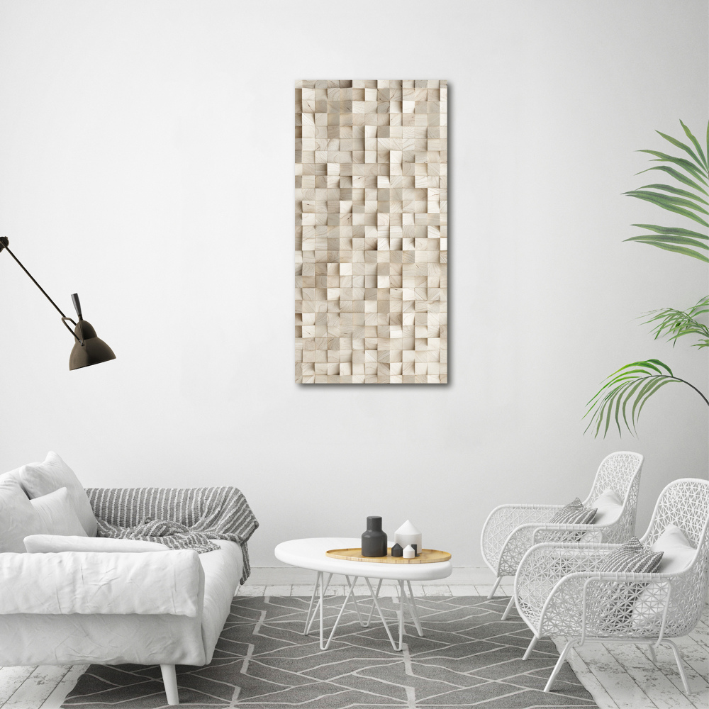 Glass wall art Wooden cubes