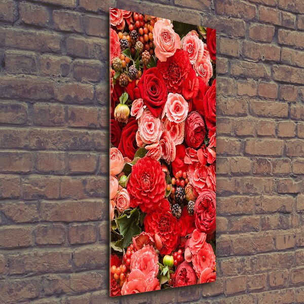 Glass picture wall art Bouquet of flowers