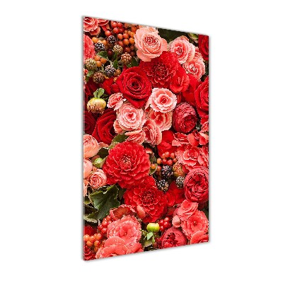 Glass picture wall art Bouquet of flowers