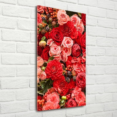 Glass picture wall art Bouquet of flowers