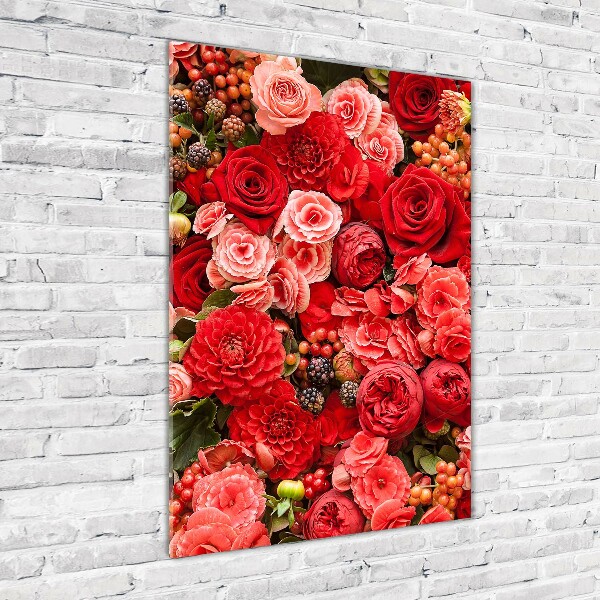 Glass picture wall art Bouquet of flowers