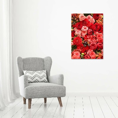 Glass picture wall art Bouquet of flowers