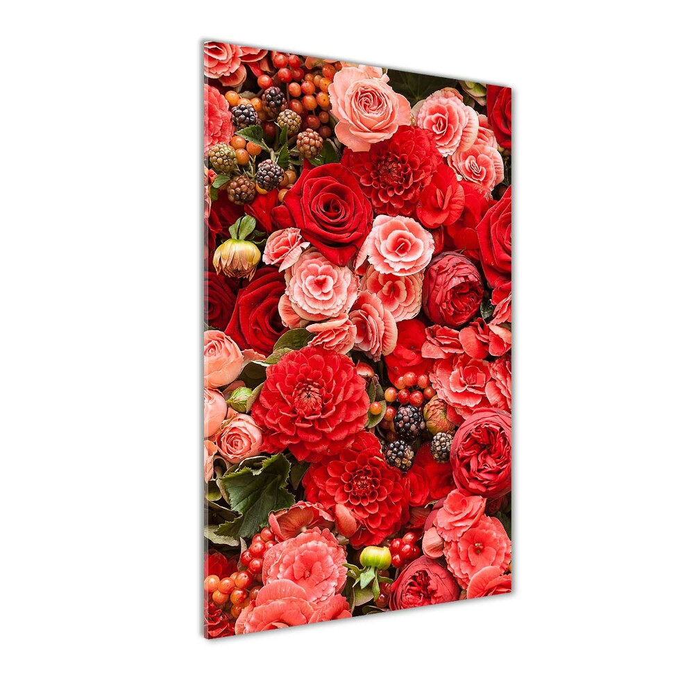 Glass picture wall art Bouquet of flowers