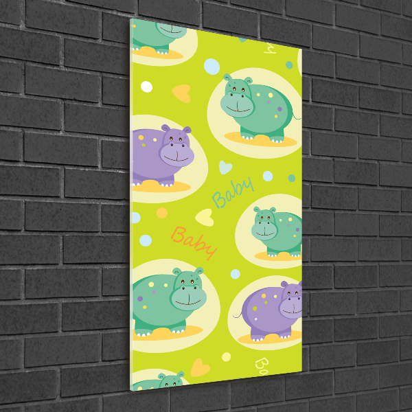 Glass wall art Hippo