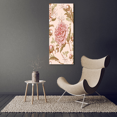 Wall art on glass Peonies