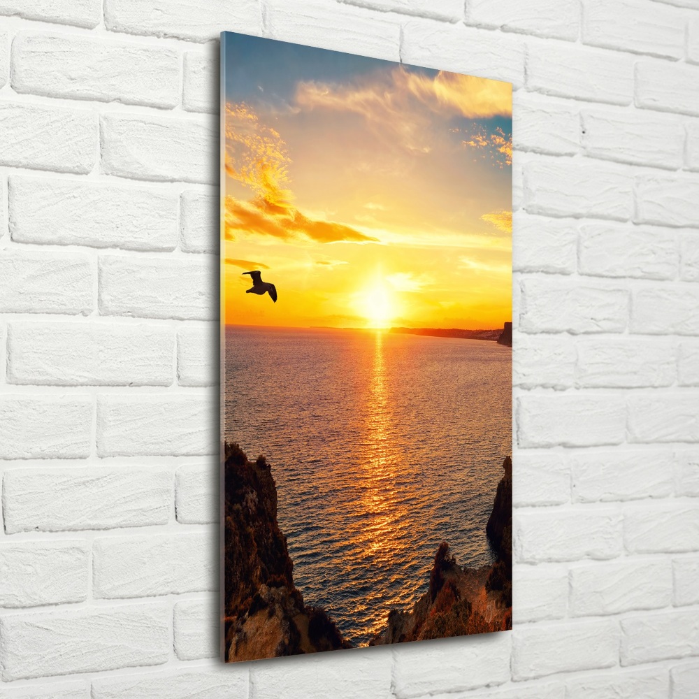 Wall art on glass Sunset sea