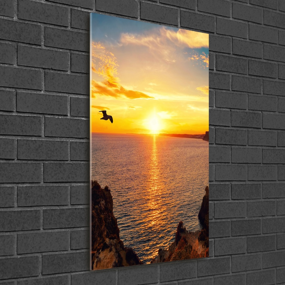 Wall art on glass Sunset sea