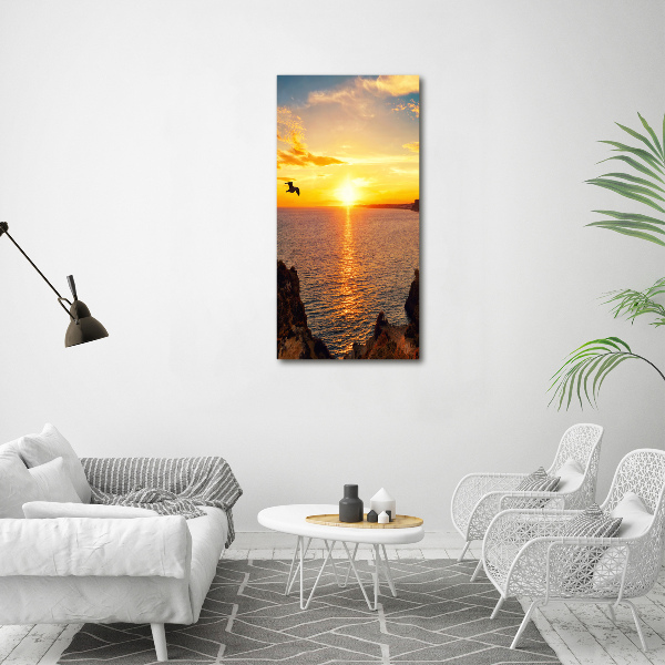 Wall art on glass Sunset sea