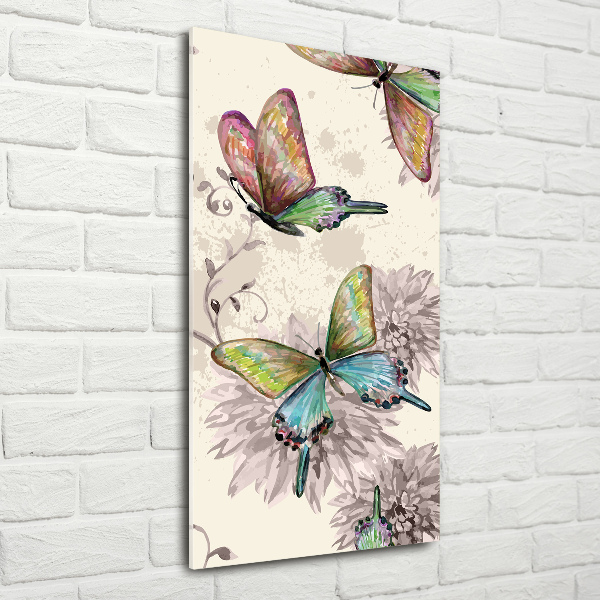 Printed glass wall art Colorful butterflies