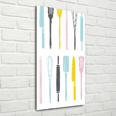 Printed glass wall art Kitchen tools