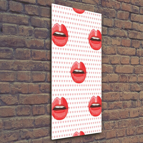 Glass picture wall art Red lips