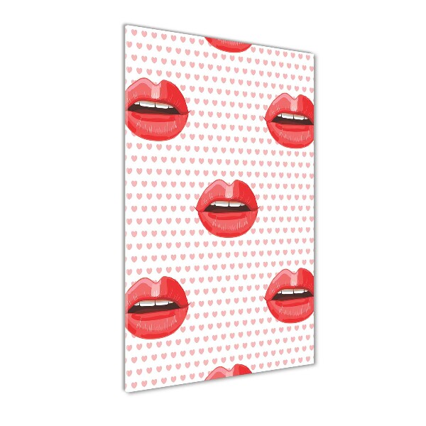 Glass picture wall art Red lips