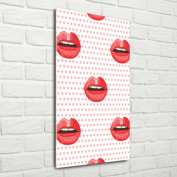 Glass picture wall art Red lips