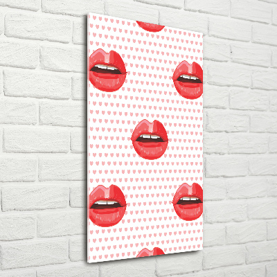 Glass picture wall art Red lips