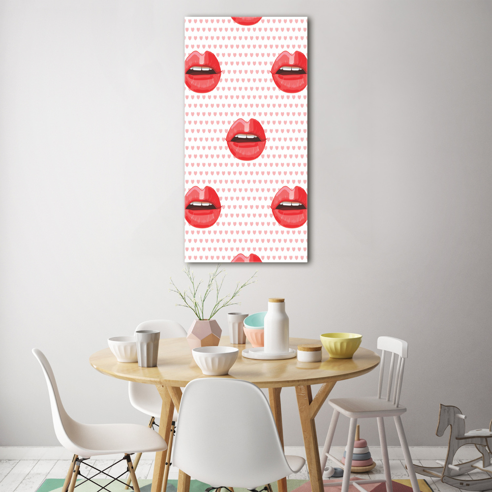 Glass picture wall art Red lips