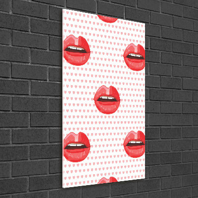 Glass picture wall art Red lips