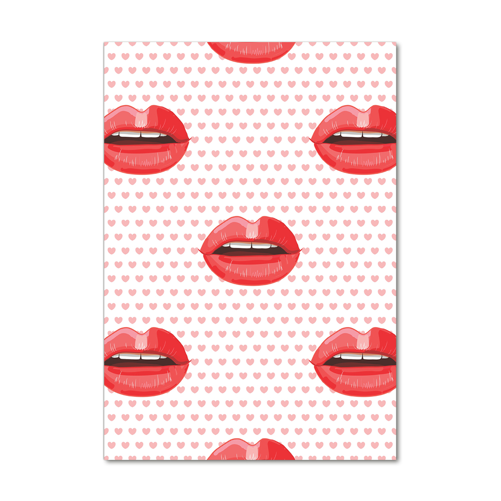 Glass picture wall art Red lips