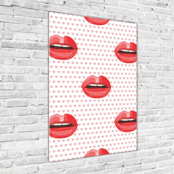 Glass picture wall art Red lips