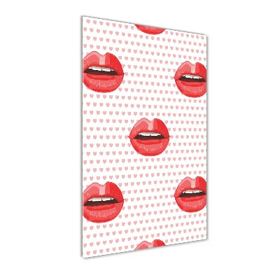 Glass picture wall art Red lips