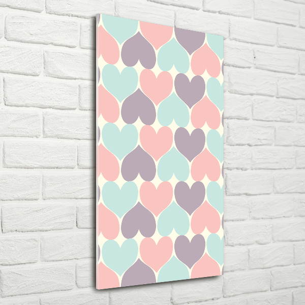 Glass picture wall art Colorful hearts