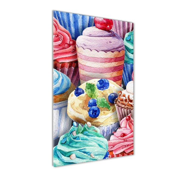 Wall art on glass Colorful muffins