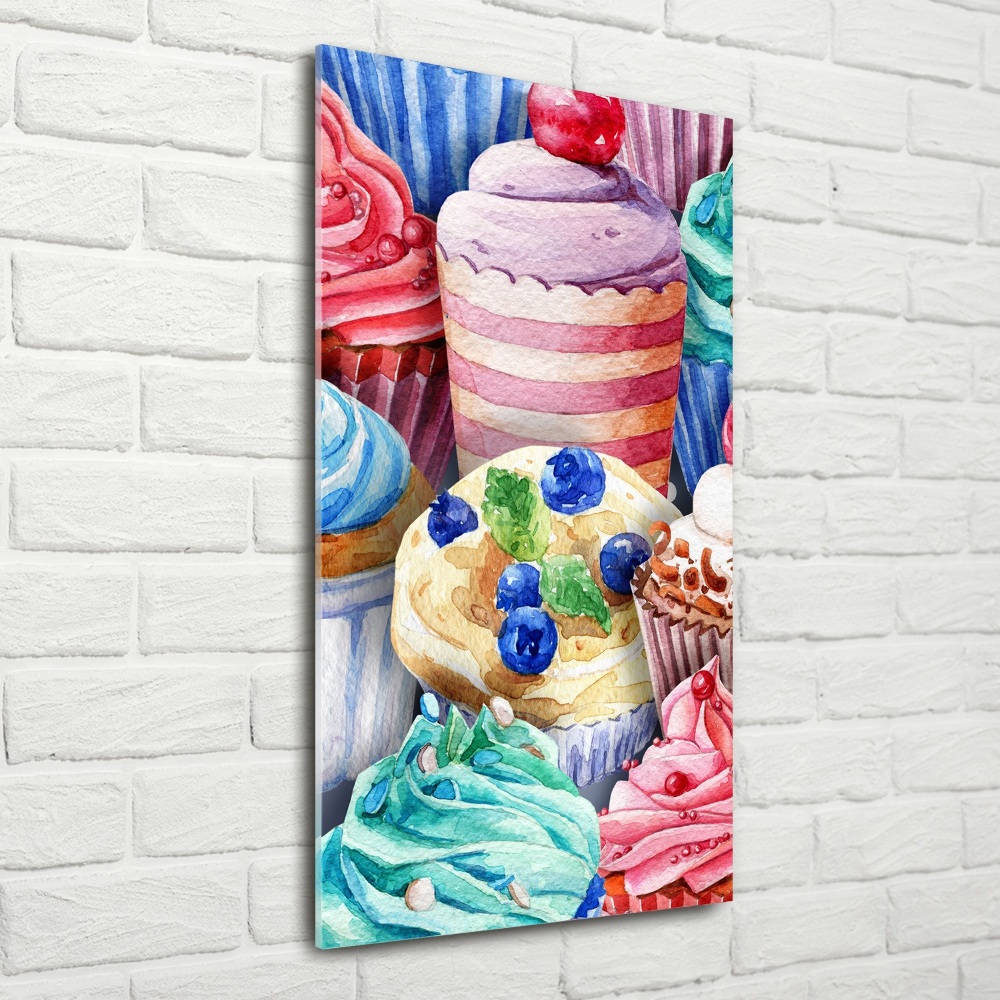 Wall art on glass Colorful muffins