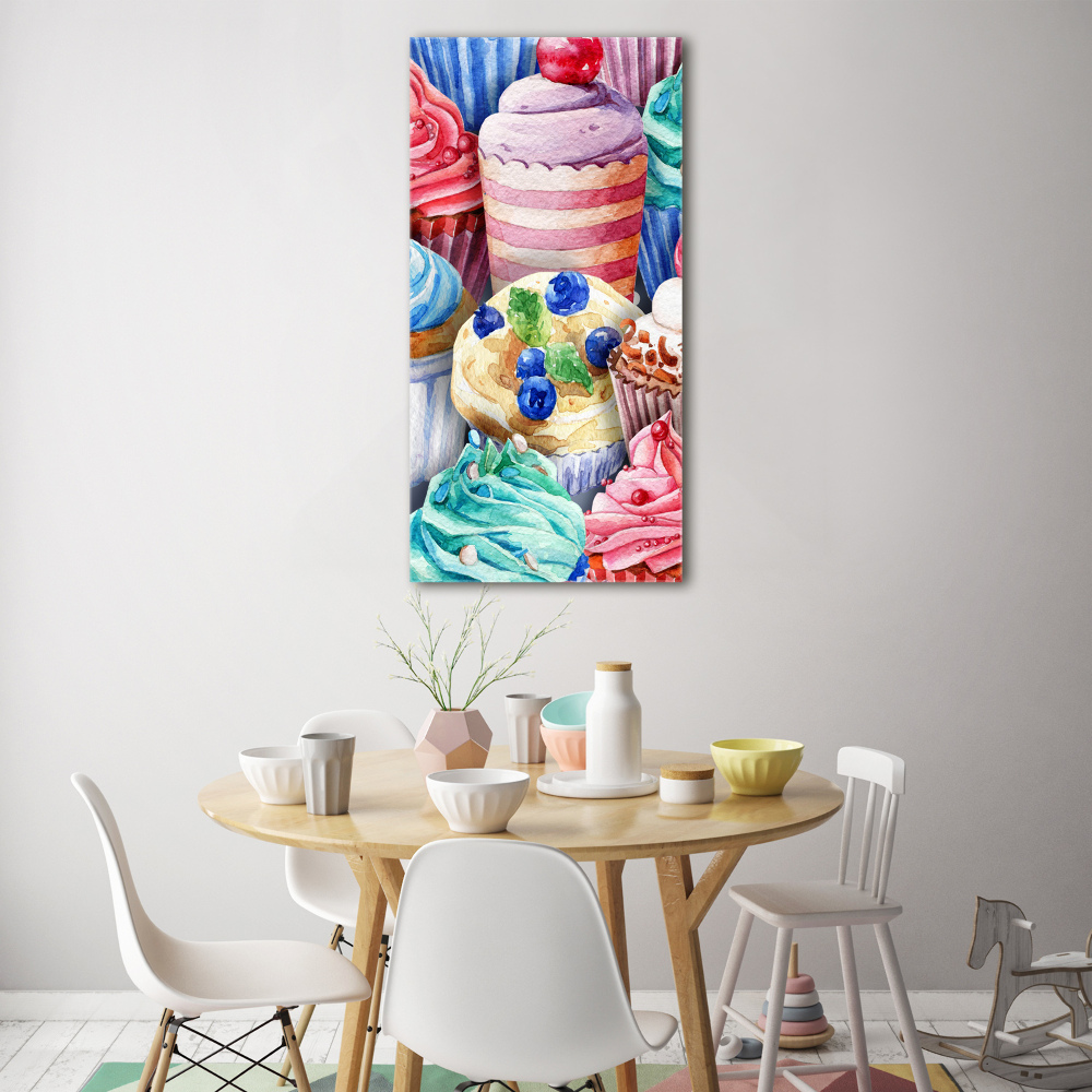 Wall art on glass Colorful muffins