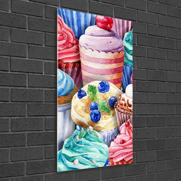 Wall art on glass Colorful muffins