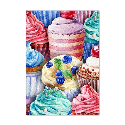 Wall art on glass Colorful muffins