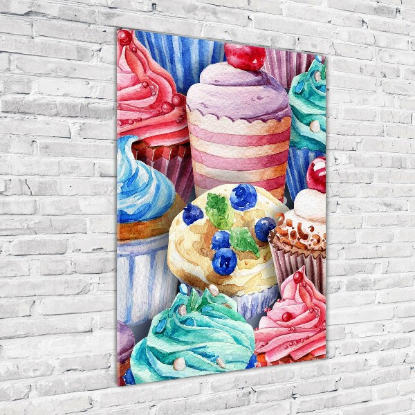 Wall art on glass Colorful muffins