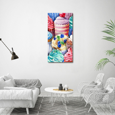 Wall art on glass Colorful muffins