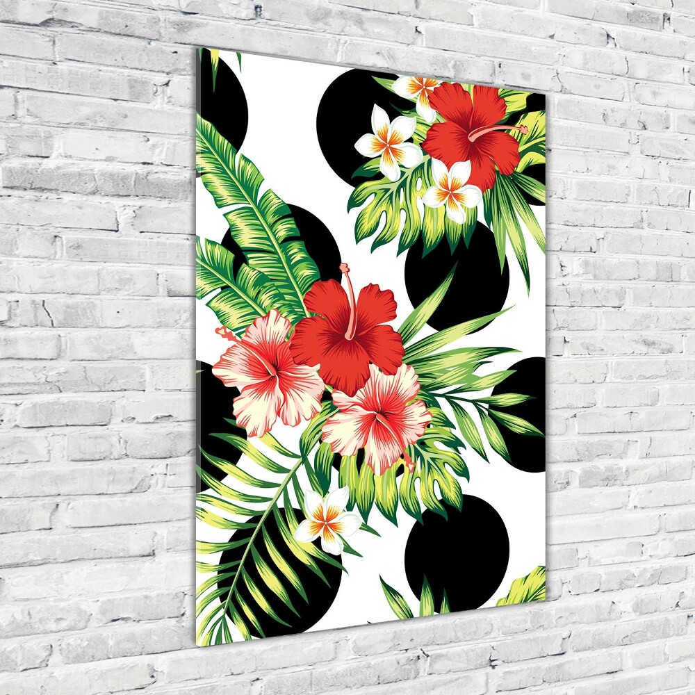 Print on a a glass Hawaiian pattern