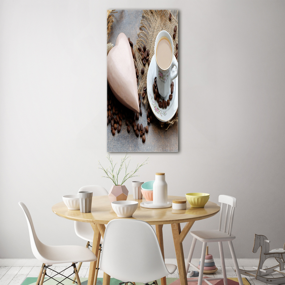 Glass picture wall art Coffee and heart