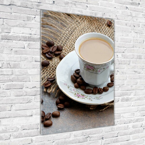 Glass picture wall art Coffee and heart