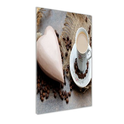 Glass picture wall art Coffee and heart