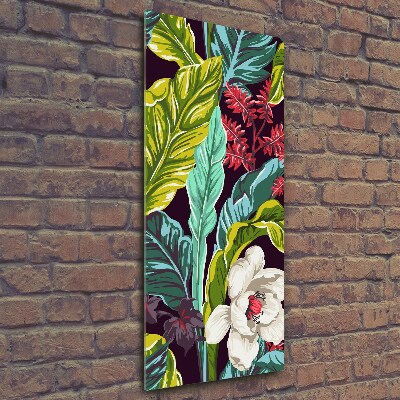 Wall art on glass Tropical flowers