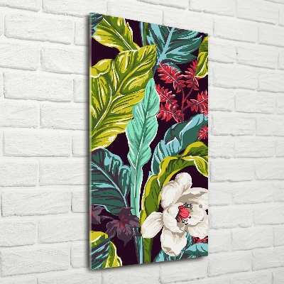 Wall art on glass Tropical flowers