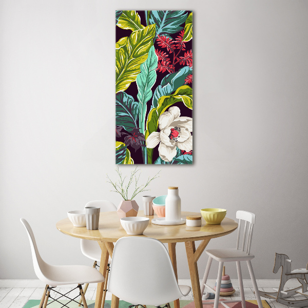 Wall art on glass Tropical flowers