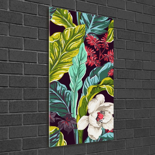 Wall art on glass Tropical flowers