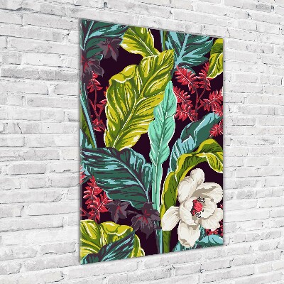 Wall art on glass Tropical flowers