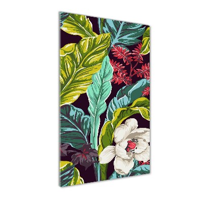 Wall art on glass Tropical flowers